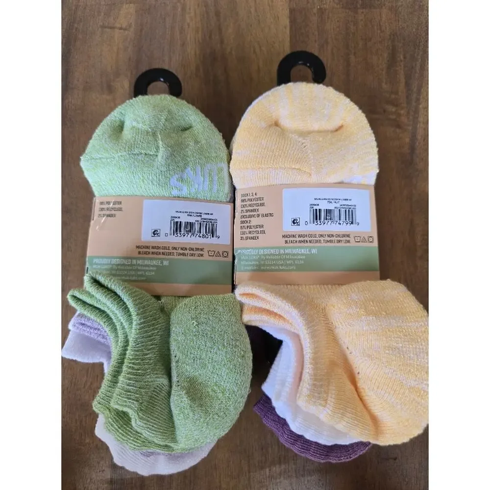 MUK LUKS Women's Dream Step No-Show Liner Socks, 4-Pack Lot of 2
